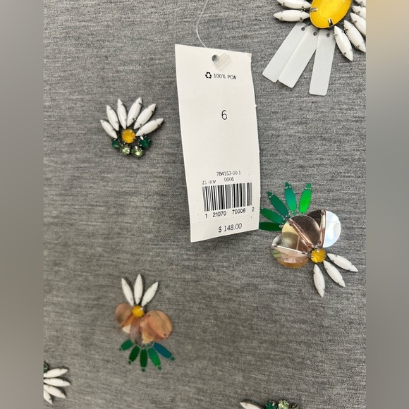 NWT Banana Republic Sleeveless Gray Knit Beaded Pineapple Dress Size 6​ - Picture 7 of 9